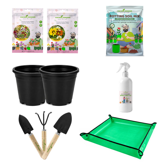 Junior Garden Explorer Kit for Kids
Gardening Starter Kit with Seeds, Pots, Potting Mix, Watering Can, Tools, Gloves &amp; Gardening Mat | DIY Garden Kit for Boys & Girls