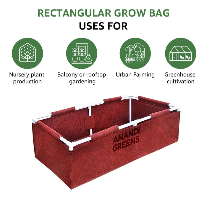 Geo Fabric Rectangular Grow Bag 4x1x1ft (400 GSM) with PVC pipe Support