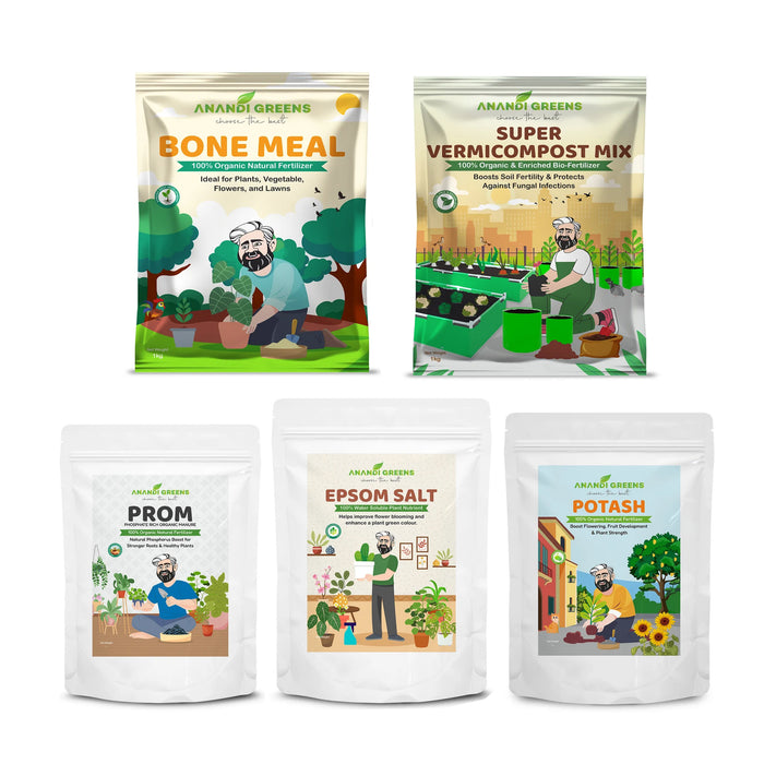 Plant Nutrient Bone Meal, Super Vermicompost Prom, Epsom Salt potash Combo