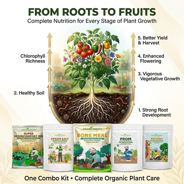 Plant Nutrient Bone Meal, Super Vermicompost Prom, Epsom Salt potash Combo
