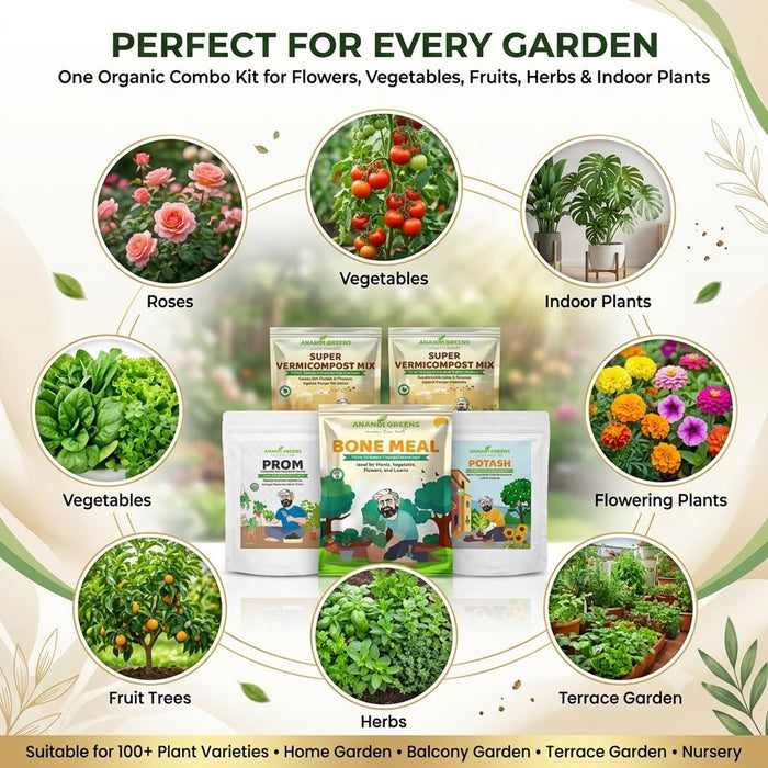 Plant Nutrient Bone Meal, Super Vermicompost Prom, Epsom Salt potash Combo