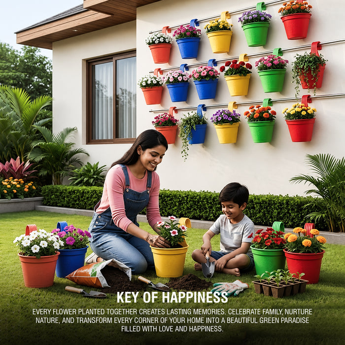 Plastic Hook Hanging Planter Pot for Railing & Fence