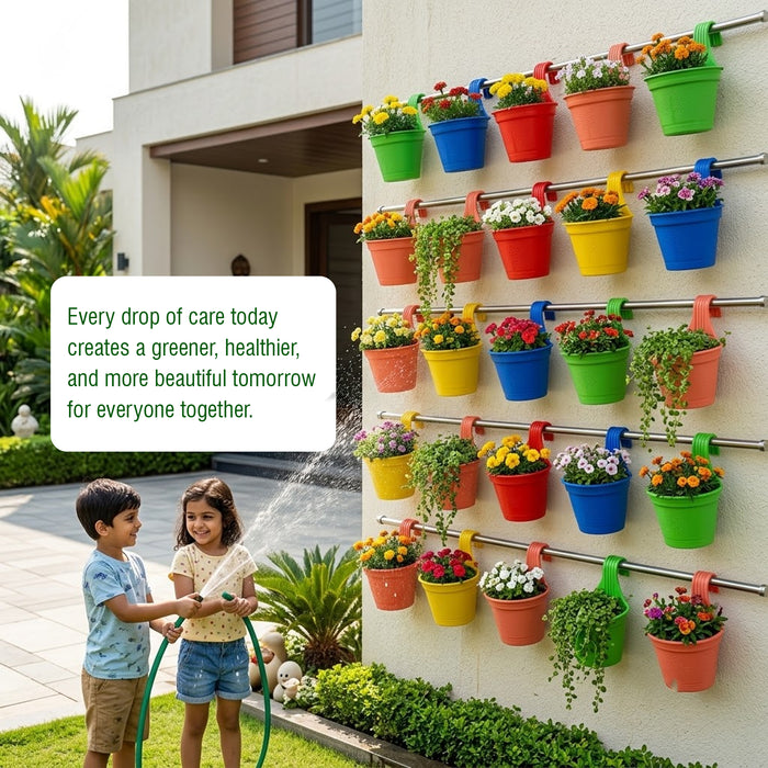 Plastic Hook Hanging Planter Pot for Railing & Fence