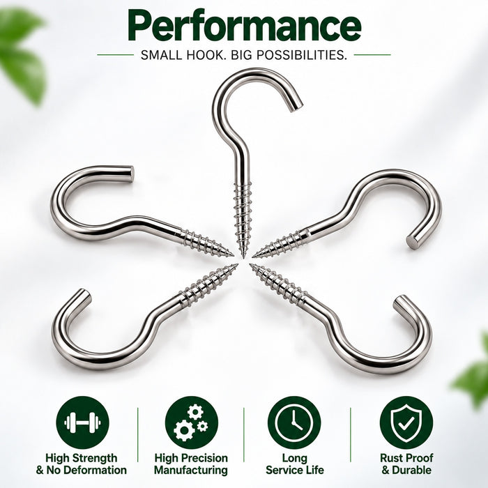 Screw hook performance high strenght. Multipurpose screw hook uses. Screw-in Ceiling Cup Hook With Wall Plugs | Pack of 40
