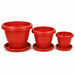 Decorative Terracotta Garden Planter Pots with Tray 10 In, 12 in & 8 in