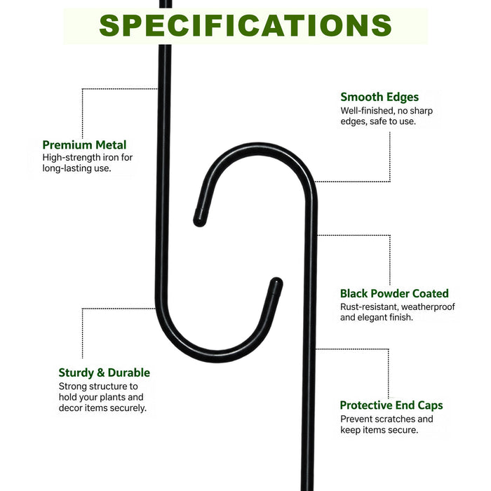 Black S hook for home organization, kitchen storage and hanging items