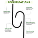Black S hook for home organization, kitchen storage and hanging items
