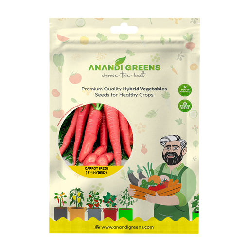 Anandi Greens Carrot (Red) लाल गाजर Seeds seed packet front