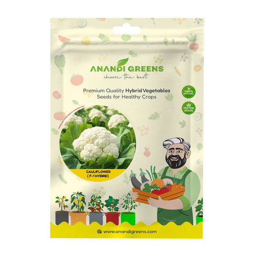 Anandi Greens Cauliflower Seeds  F1 Hybrid seed packet front