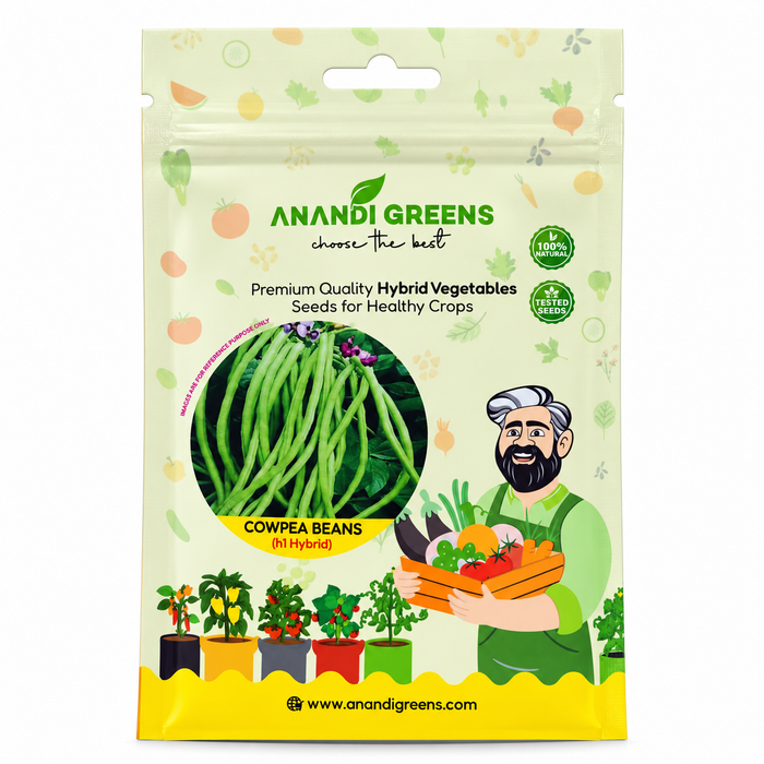 Anandi Greens Cowpea F1 Hybrid Seeds packet on white background