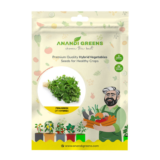 Anandi Greens Fenugreek Seeds (मेथी) seed packet front