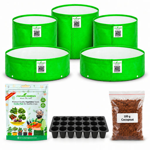 Anandi Greens Kitchen Garden Combo – complete kit with round-cell Seedling Tray and 100 g Cocopeat