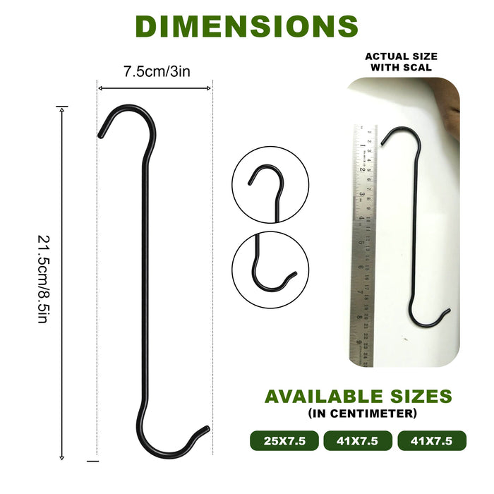 Multipurpose black metal S hook for garden and home organization