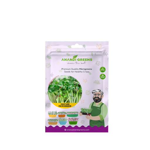 Mustard (सरसों माइक्रोग्रीन) Microgreens Seeds – original Anandi Greens packet on white background