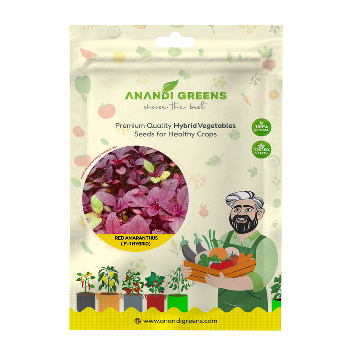 Anandi Greens Red Amaranthus (Lal Saag) Seeds seed packet front