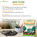 Applying bone meal organic fertilizer to flowering plants