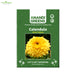 Calendula Dwarf yellow seeds packet with a yellow flower on a green background