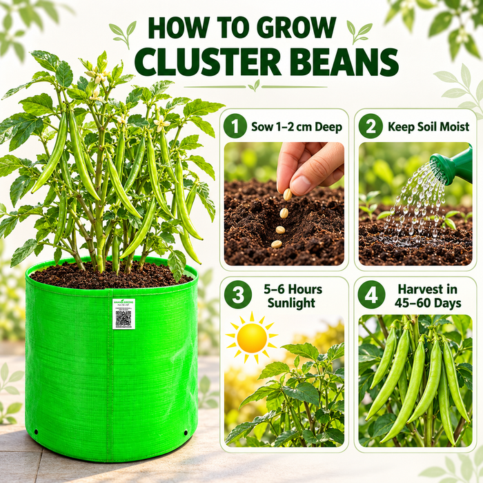 How to grow Cluster Beans in an Anandi Greens grow bag