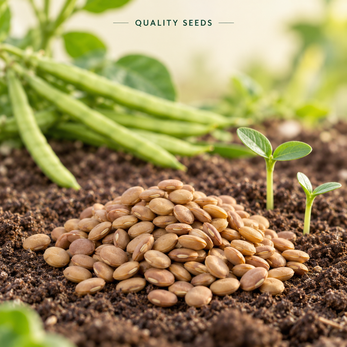 Cluster Beans seeds with young seedlings