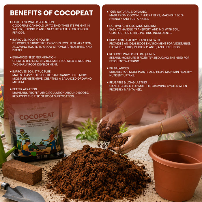 Cocopeat Low EC Brick 5Kg Premium 10 KG Cocopeat Block for Gardening