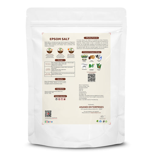 Epsom salt for plants back label – magnesium sulphate content and dosage guide