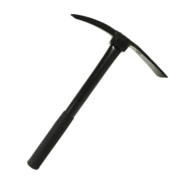 Hand pick axe heavy duty gardening tool for digging and soil breaking Black pick axe on a white background