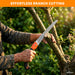 tree cutting Hand pruning saw cutting tree branch with sharp steel blade