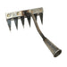 Metal garden rake with teeth on a white background