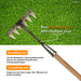 Multiple uses can be attached in wooden handle Gardening tool with multiple uses on a grass background