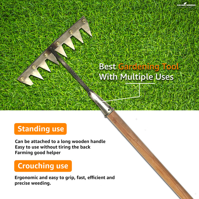 Gardening tool with multiple uses on a grass background