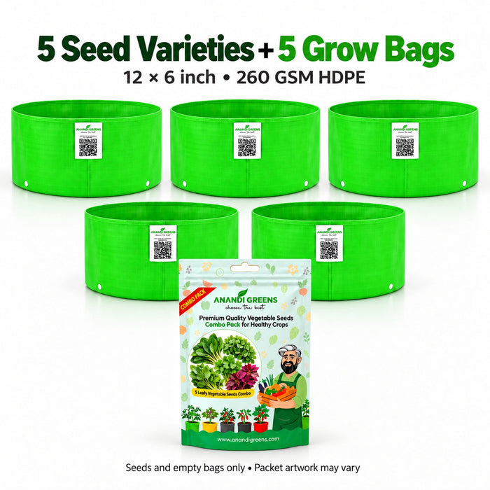 Anandi Greens leafy vegetable garden combo with 5 varieties in one combo pouch - image 1