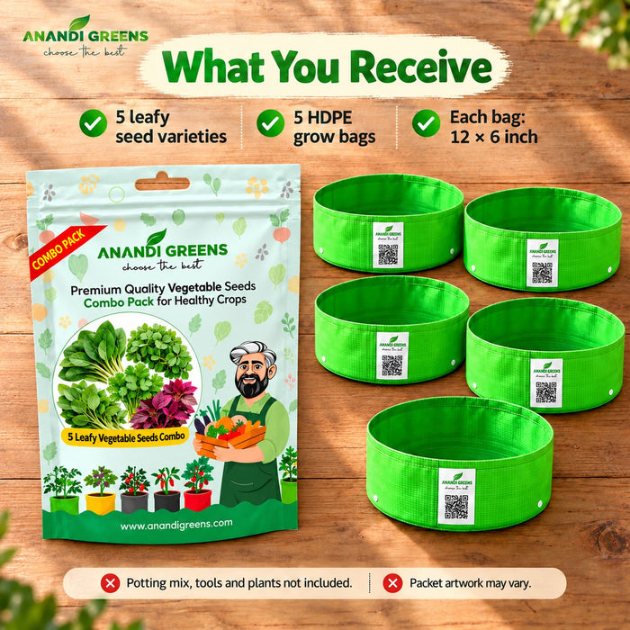 Anandi Greens leafy vegetable garden combo with 5 varieties in one combo pouch - image 2