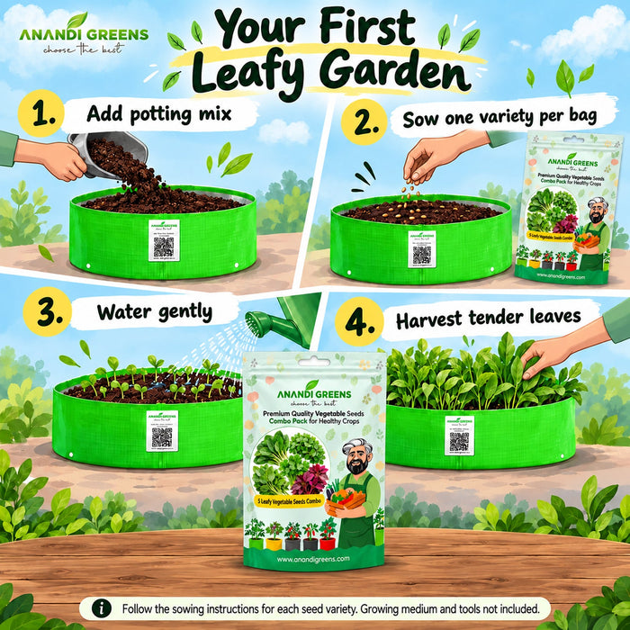 Anandi Greens leafy vegetable garden combo with 5 varieties in one combo pouch - image 5