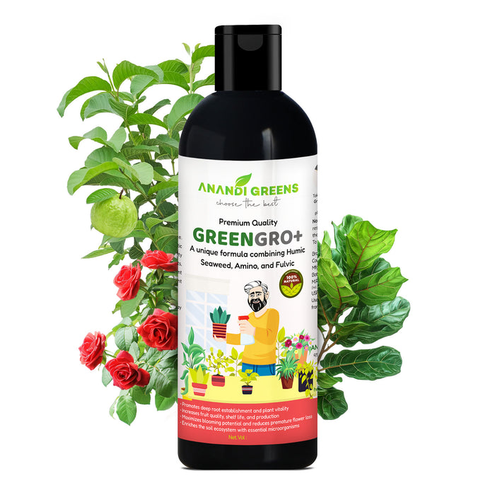 Liquid Green Gro Plus organic liquid fertilizer bottle – Anandi Greens