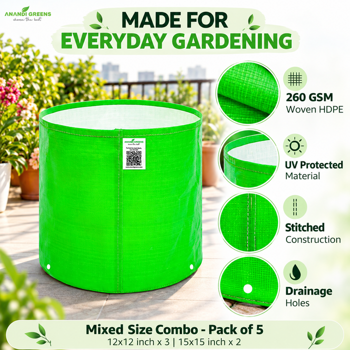 Anandi Greens Mixed Size Combo Pack of 5 — HDPE features