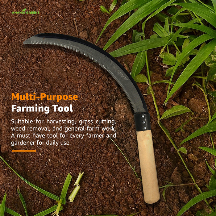 Multi purpose sickle tool for harvesting, grass cutting and farming work