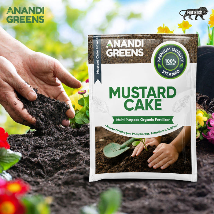 Mustard sarso cake powder back label with nitrogen content