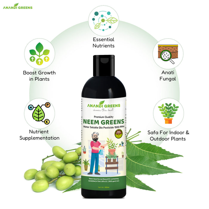 Neem oil 1500 PPM back label with dilution instructions