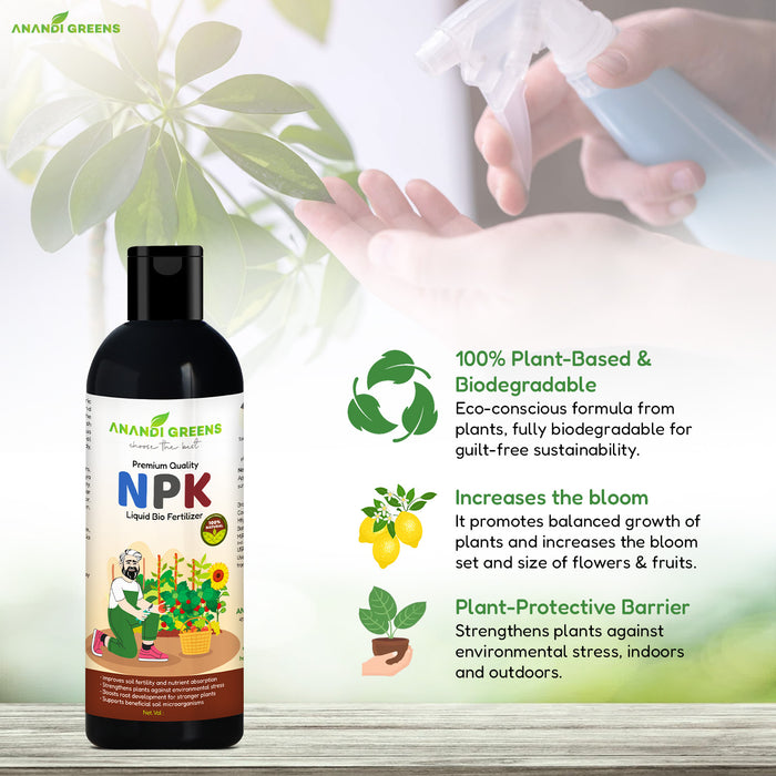 NPK organic fertilizer benefits infographic – nitrogen phosphorus potassium for all plants