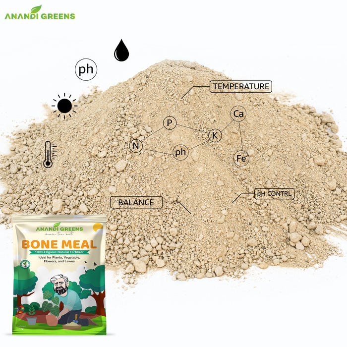 Organic bone meal back label with NPK values and usage guide