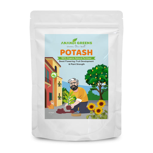 Organic potash fertilizer front pack – Anandi Greens natural potassium