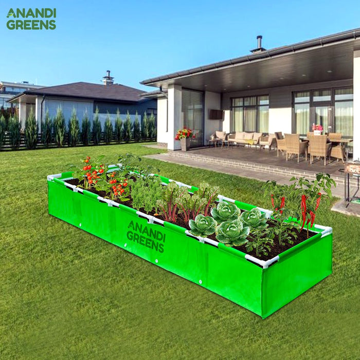 HDPE Rectangular Grow Bag | 10x2x1 Ft | 360 GSM with UPVC Frame