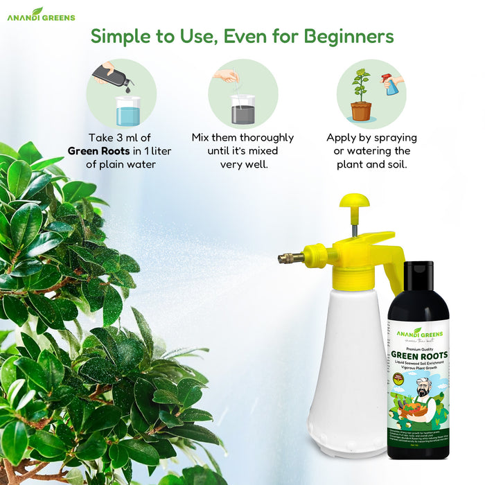 Seaweed extract organic fertilizer back label – bio fertilizer dilution rate and plant benefits