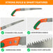 Saw with features highlighted on a white background. Ergonomic handle pruning saw for gardening