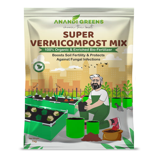 Vermicompost organic fertilizer front pack – Anandi Greens